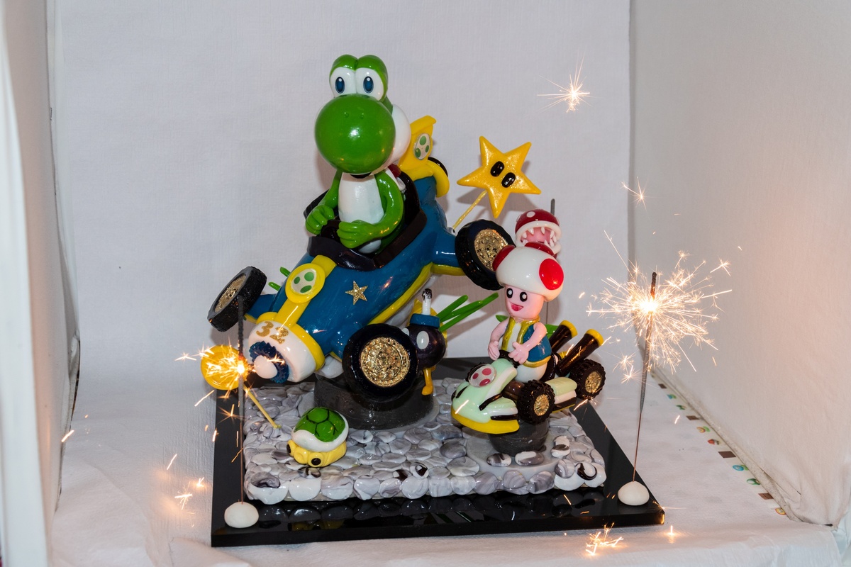 Geburtstagskuchen Dekoration 2018 - Yoshi & Toad - 020