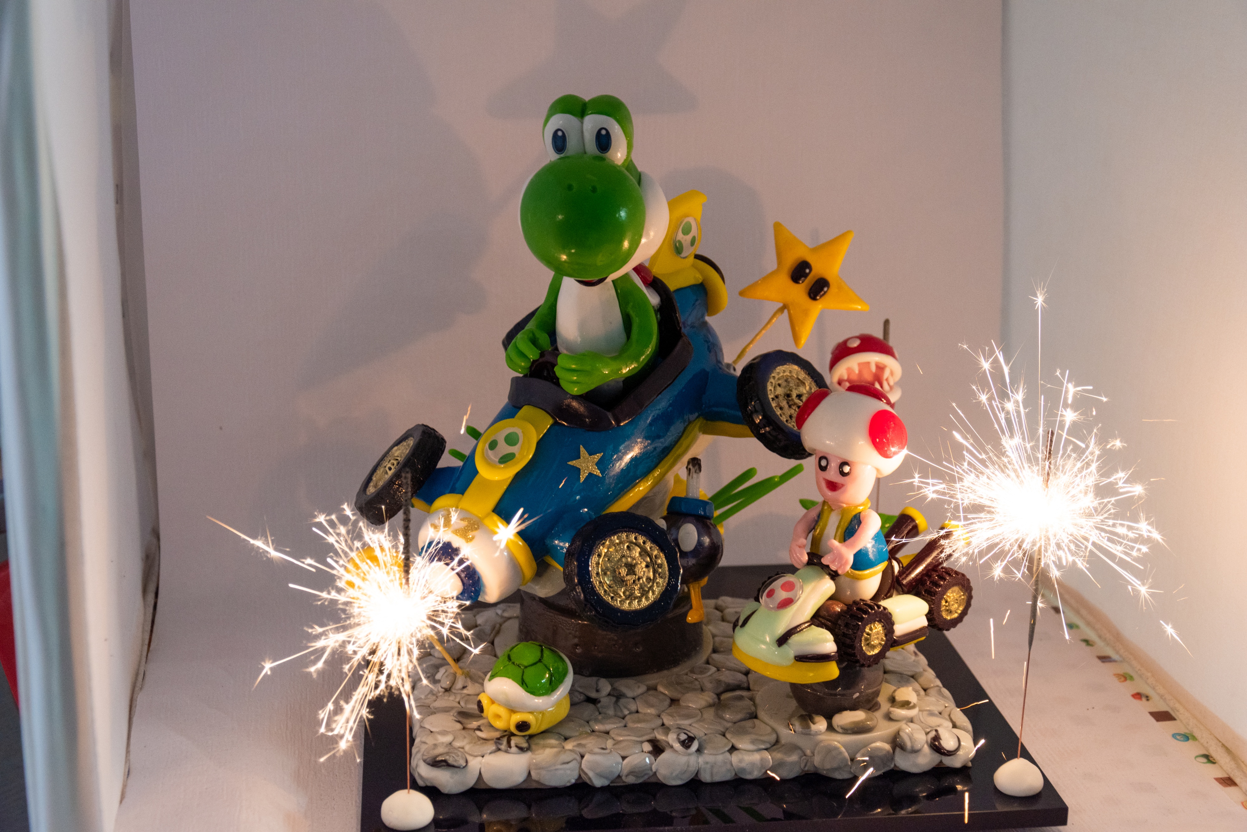 Geburtstagskuchen Dekoration 2018 - Yoshi & Toad - 021