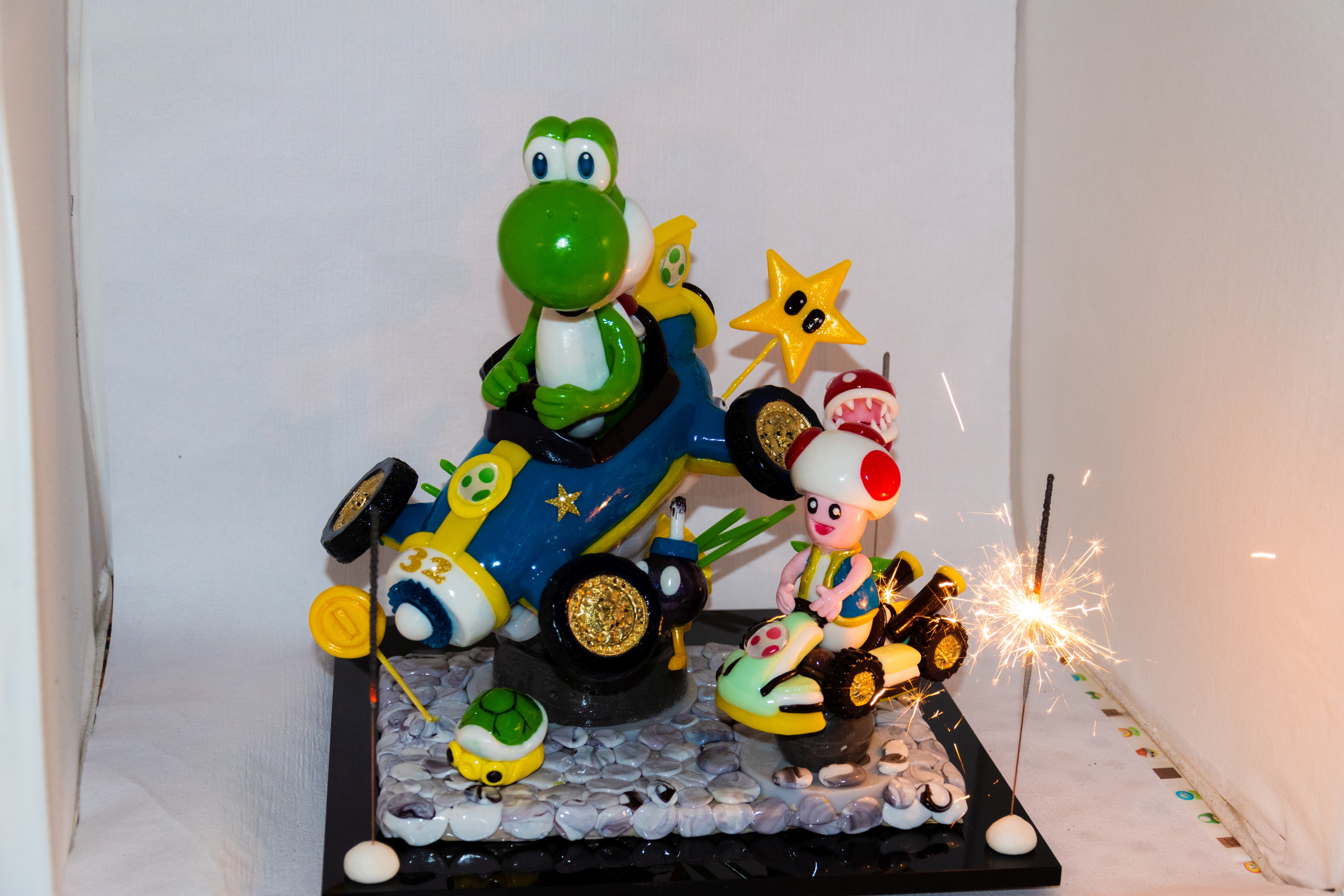 Geburtstagskuchen Dekoration 2018 - Yoshi & Toad - 022