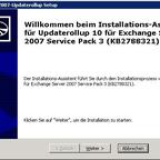 Start Installation Updaterollup 10 für Exchange 2007 SP3